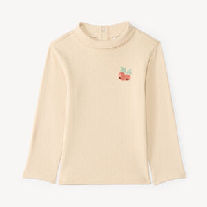 Tirante de cuello de camisa para niña con bordado de frutas. 