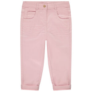 Pantalón liso en twill con bolsillos para bebé niña 