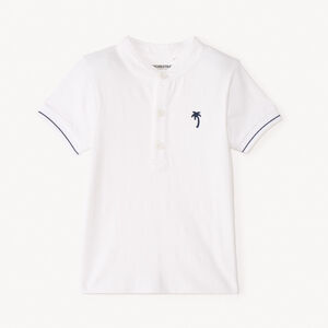 Polo de manga corta con cuello mao y bordado de palmera para bebé niño. 