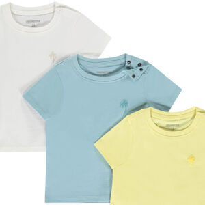 Lote de 3 camisetas de manga corta lisas para bebé niño 