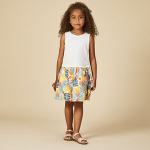 Vestido sin mangas efecto 2 en 1 bicolor para niña 