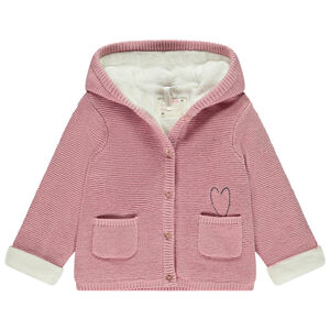 Chaqueta de punto con bordado de corazón para bebé niña 