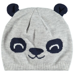 Gorro de punto con forro de jersey con orejas de relieve 