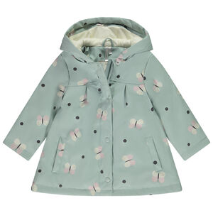 Parka de goma impermeable con estampado de mariposas para bebé niña 