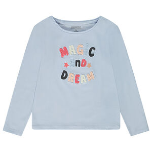 Camiseta de manga larga con parches de rizo para niña 