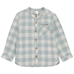 Camisa de manga larga a cuadros con cuello mao para bebé niño 