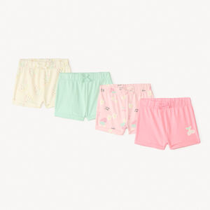 Conjunto de 4 pantalones cortos de jersey estampados para niña. 