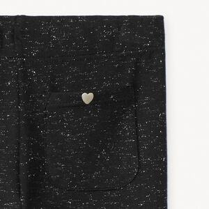 Leggings de punto milano brillante con remaches en forma de corazón para niña 