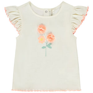 Camiseta de manga corta acanalada con flores 3D para niña  Main Camiseta de manga corta acanalada con flores 3D para niña