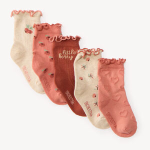 Lote de 5 pares de calcetines para bebé niña con motivos de frutas. 