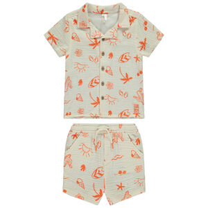Conjunto 2 piezas estampado total look en gasa para bebé niño 