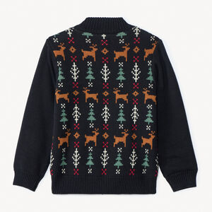 Chaleco de punto con forro y motivos navideños para niño 