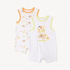 Lote de 2 monos cortos con estampado de safari para niño. 