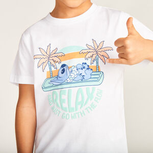 Camiseta de manga corta con estampado en relieve de Stitch de Disney para niño. 