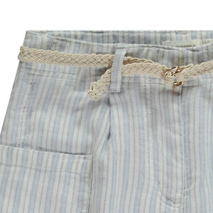 Pantalón rayado con bolsillos + cinturón trenzado para niña  Main Pantalón rayado con bolsillos + cinturón trenzado para niña