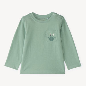 Camiseta de manga larga para bebé niño con bolsillo divertido 