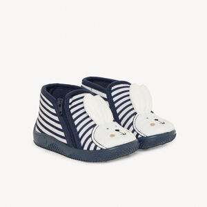 Pantuflas tipo botín con rayas y parche motivo conejo para bebé 