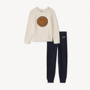 Conjunto de pijama en sherpa con bucles de SmileyWorld para niño. 