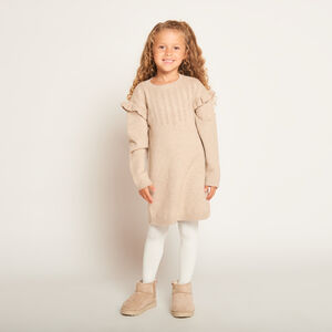 Robe manches longues en tricot ajouré pour fille   Main Robe manches longues en tricot ajouré pour fille