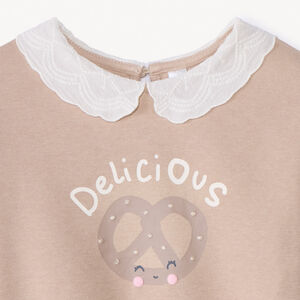 Sudadera de felpa oversize con cuello Peter Pan niña. 