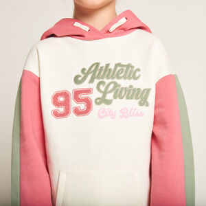 Vestido de felpa con capucha efecto colorblock para niña 