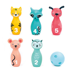 Mini jeu de bowling avec 5 quilles souples Animaux 