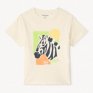 Camiseta de manga corta unicolor con estampado divertido para niño 