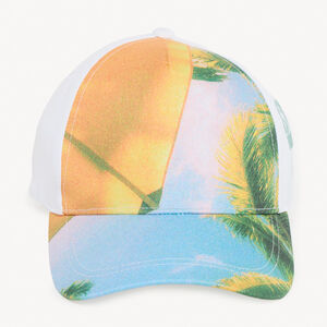 Gorra de tela con fotoprint de palmera y bordado para niño 