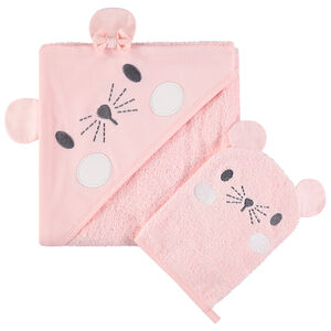 Conjunto de baño con capa con capucha y guante estampado ratoncito Main Conjunto de baño con capa con capucha y guante estampado ratoncito
