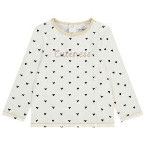 Camiseta de manga larga bordada y con estampado de corazones para bebé niña Main Camiseta de manga larga bordada y con estampado de corazones para bebé niña