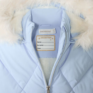 Chaqueta acolchada niña con capucha de piel sintética 