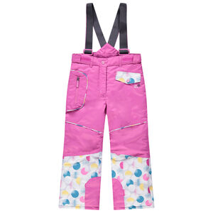 Pantalón de esquí rosa con tirantes desmontables y bolsillos 