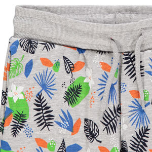 Bermudas de felpa jaspeada con estampado integral 