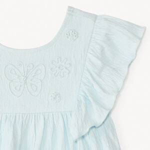 Túnica de manga corta con volantes y lazo de mariposa para niña bebé 