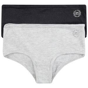 Júnior - Juego de 2 culottes de algodón con logo plateado estampado Main Júnior - Juego de 2 culottes de algodón con logo plateado estampado