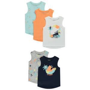 Pack de 5 débardeurs fantásticos con motivos exóticos para niño 