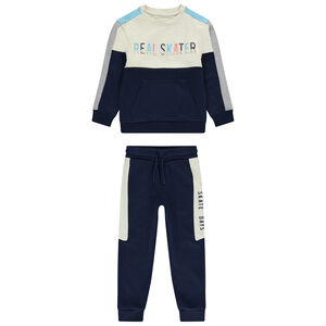 Conjunto de jogging de felpa efecto color block para niño 