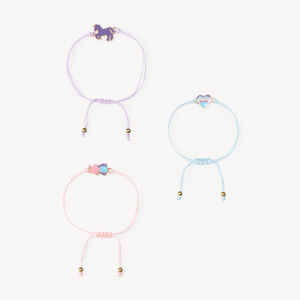 Lot de 3 bracelets à cordons réglables Licorne pour fille  Main Lot de 3 bracelets à cordons réglables Licorne pour fille