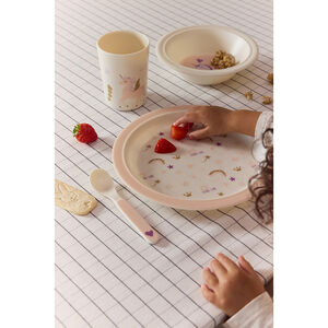 Set de comida 5 piezas de melamina Licorne rosa/crudo 