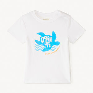 Camiseta de manga corta con motivos fantásticos en relieve para bebé niño. 
