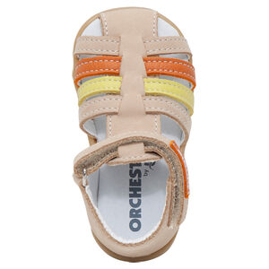 Sandalias de piel con tiras en contraste 