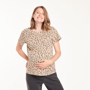 Camiseta de maternidad de manga corta con cremallera de lactancia 