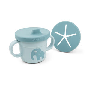 Taza de aprendizaje y porta snack 3 en 1 Foodie Elphee azul 