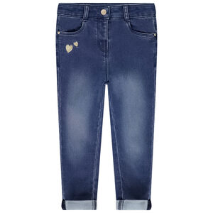 Jean slim bordado corazones para bebé niña 