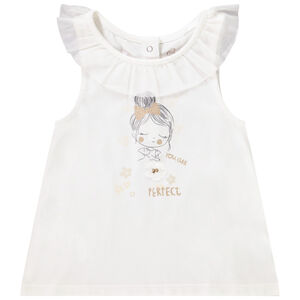 Camiseta sin mangas con cuello de tul para bebé niña 