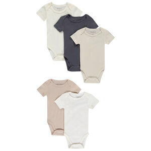 Pack de 5 bodies manga corta lisos para bebé 