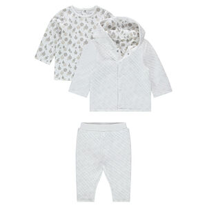 Conjunto de 3 piezas con chaqueta, camiseta estampada y pantalón 