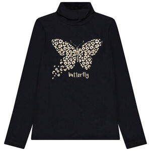 Pelele de niña con estampado dorado de mariposa y strass  Main Pelele de niña con estampado dorado de mariposa y strass