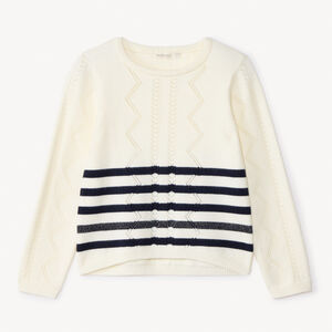 Pull manches longues en tricot style marinière pour fille   Main Pull manches longues en tricot style marinière pour fille