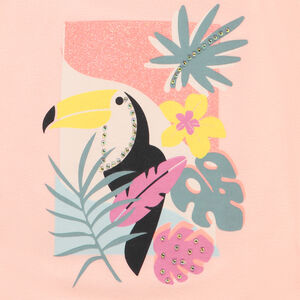 Camiseta de manga corta con elástico y estampado fantasía para niña 